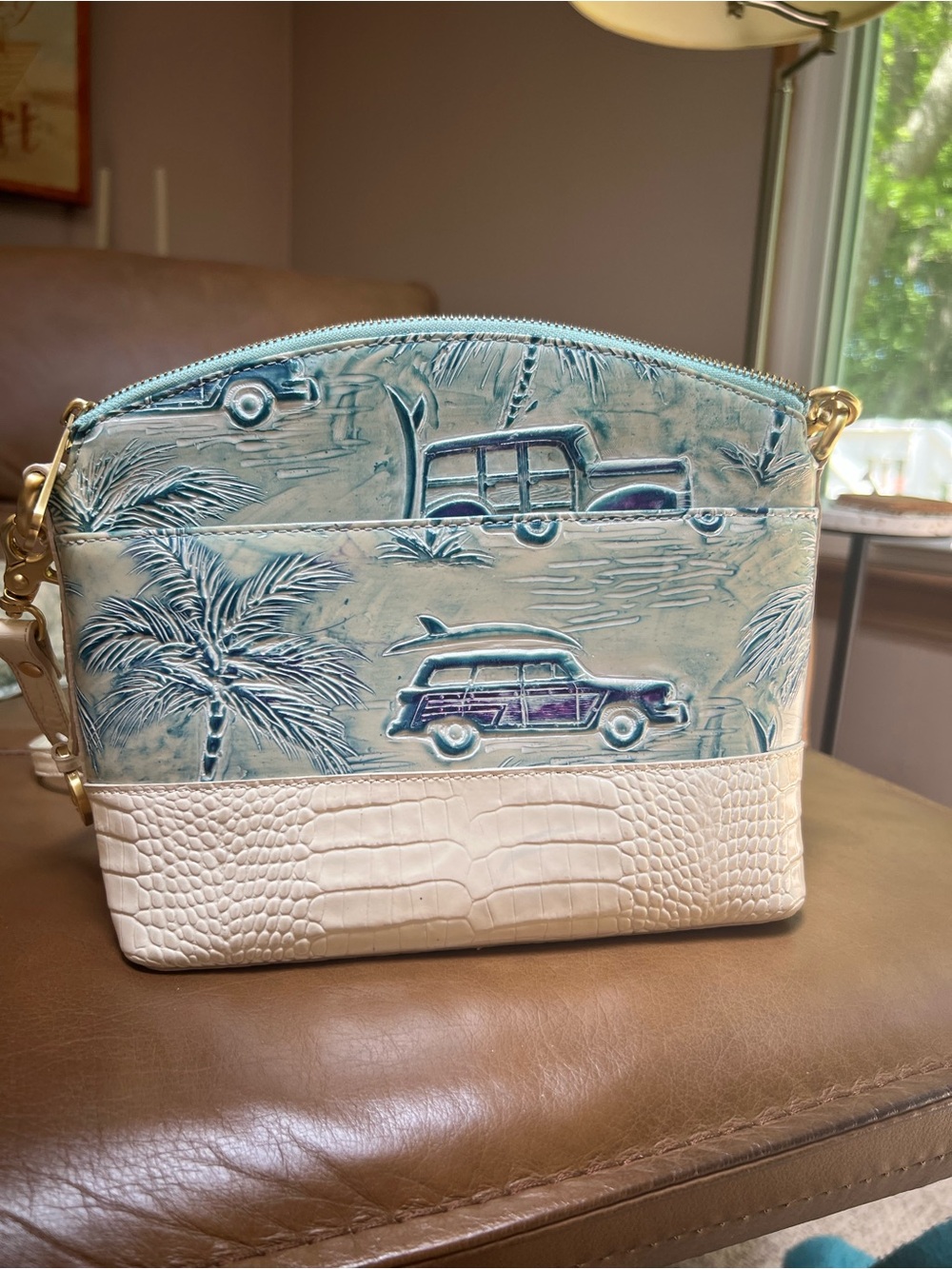 Brahmin Mini Duxbury Copa Cabana Crossbody Blue & Cream - Picture 5 of 11